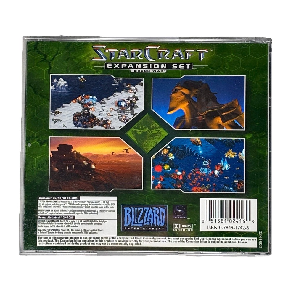 Starcraft: Brood War Expansion Set PC CD-ROM, Blizzard 1998